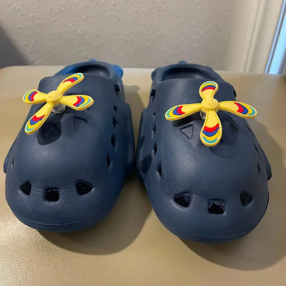 Kids Propeller Clogs Navy Blue Water Shoes Slip On Sandal Size M Fun Charm